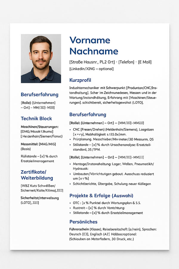 Muster Lebenslauf Vorschau
